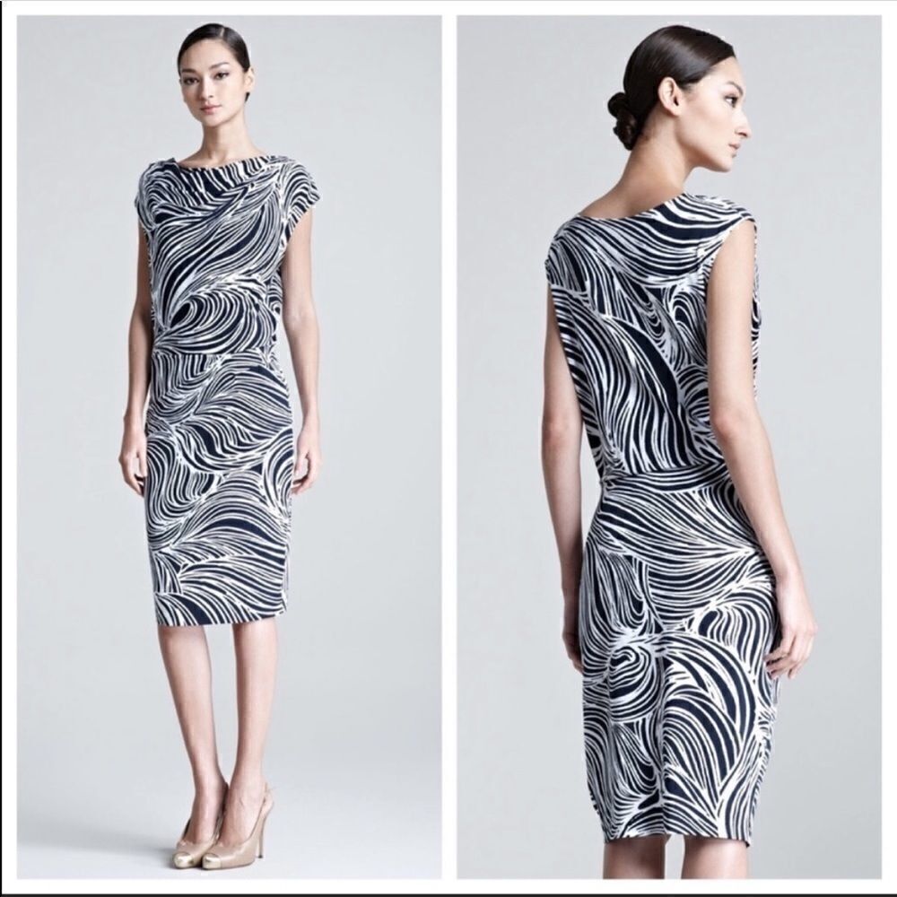 Escada Elira Ocean Waves Print Jersey Dress 4